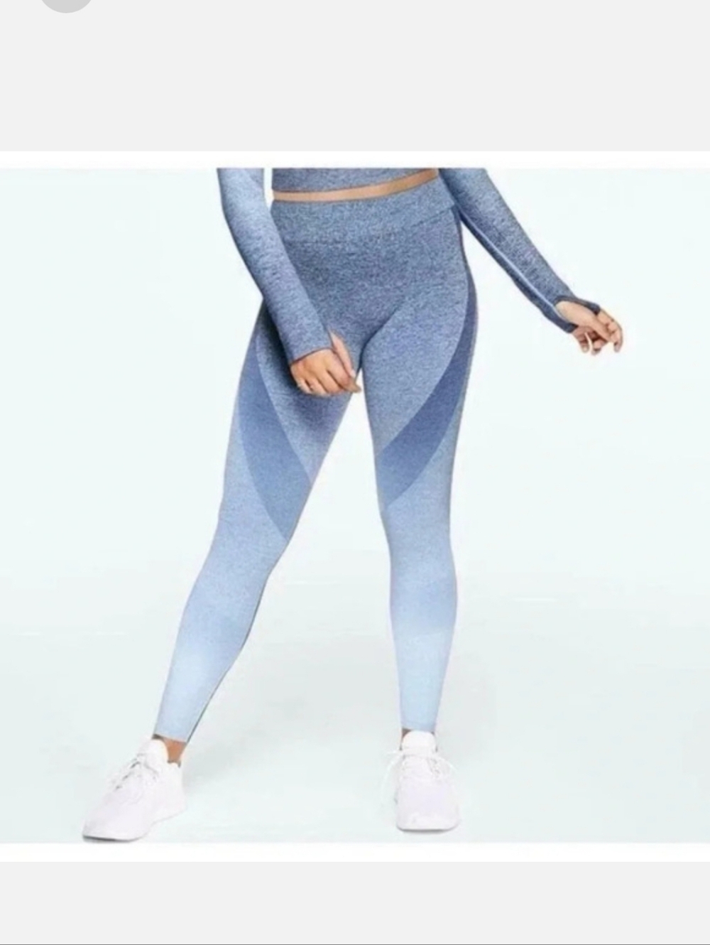 VS Pink Seamless High-Waisted Ombre Workout Leggings - Light Blue - Picture 1 of 8